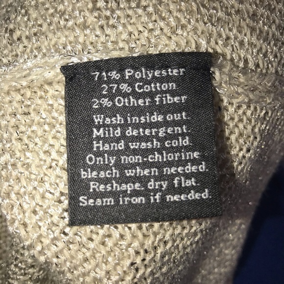 Rock & Republic‎ S cream/metallic distressed cable knit crew neck sweater - Picture 6 of 10